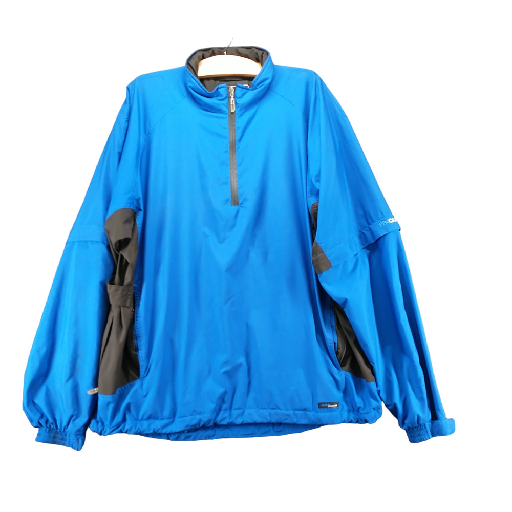 Proquip Men's Jacket Blue Black XL Silk Touch 1/4 Zip Mock Neck Long Sleeve Pull